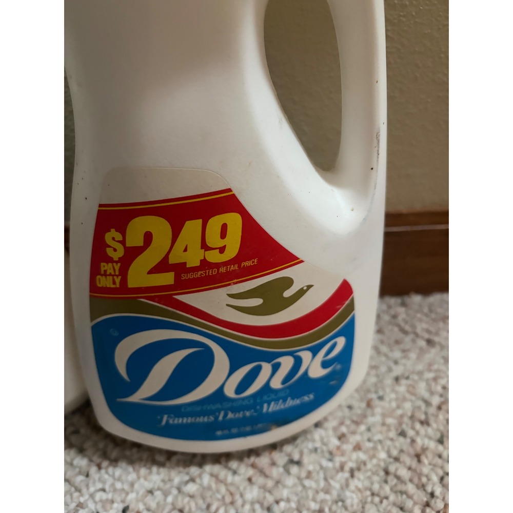 Vintage Dove Dishwashing Liquid Bottles Lot of 2 48oz Famous Dove Mildness Prop - Picture 3 of 8